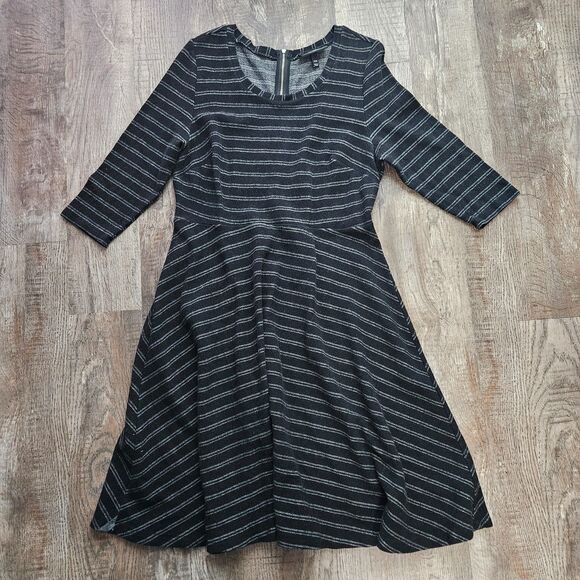 Lane Bryant Black Stripe Sweater Dress - Picture 1 of 2